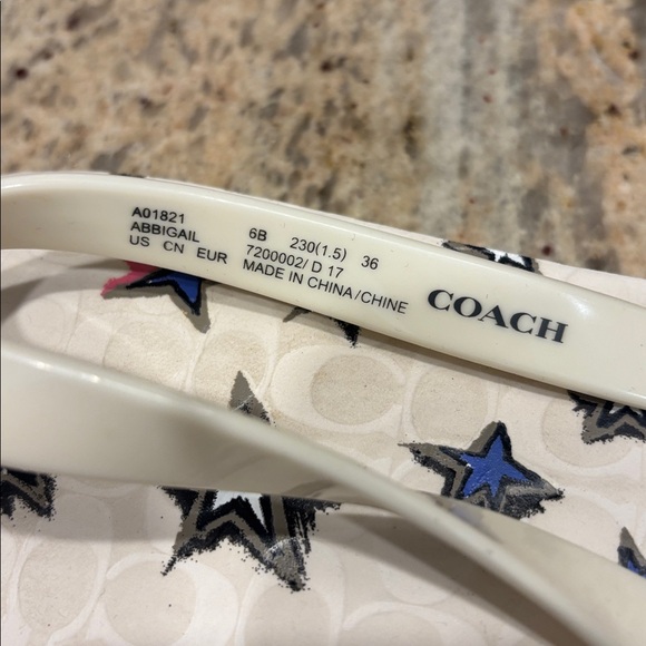 Coach Abigail Womans Starry Flip Flops - Cream and Blue - Picture 5 of 8